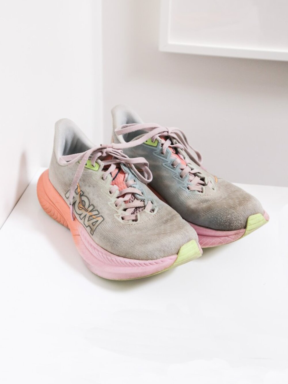 Hoka One Mach 6 Illusion Dusk Running Shoes Women's Size 7.5 Lilac Coral Grey